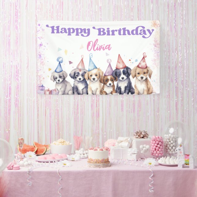 Banderoles Pawty Puppy Happy Birthday Dog Party Girl (Fête)