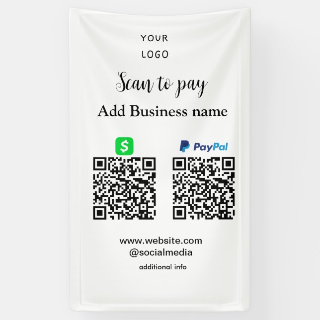 Banderoles Paypal Cashapp numérisation pour payer QR ajouter  (Vertical)