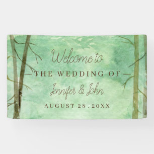 Banderoles Paysage boisé mariage Aquarelle