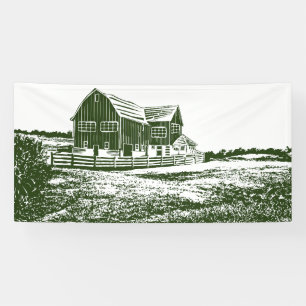 Banderoles Paysage rural maison de ferme de style coupe