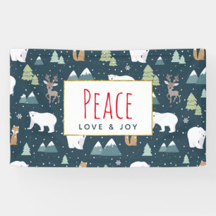 Banderoles Peace Love & Joy Christmas Animaux Motif