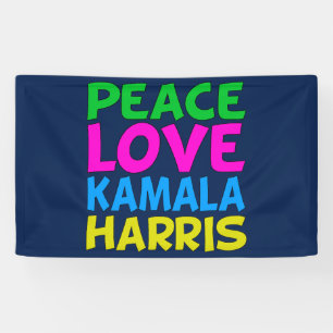 Banderoles Peace Love Kamala Harris Cute Blue