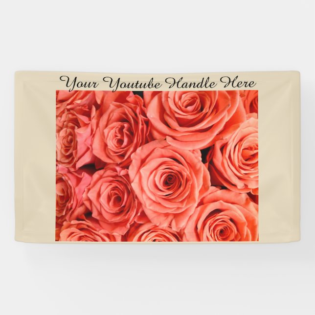 Banderoles Peach Roses Backdrop vlogging Youtube Selfies (Horizontal)