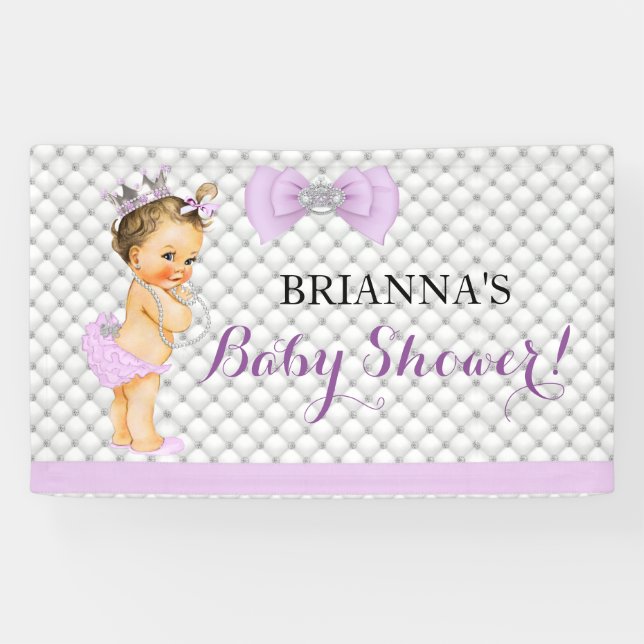 Banderoles Pearls Diamonds Princess Baby Lavender Crown (Horizontal)