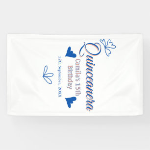 Banderoles Pêche bleu quinceanera 15e anniversaire rustique m
