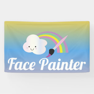 Banderoles Peintre de visages Arc-en-ciel mignon et pinceau