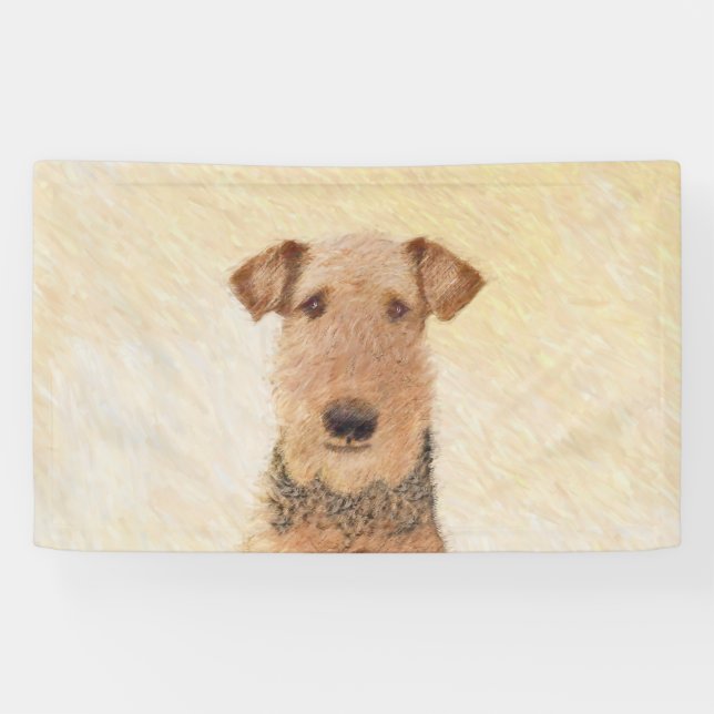 Banderoles Peinture Airedale Terrier - Cute Original Art (Horizontal)