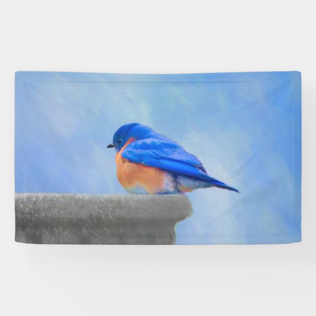 Banderoles Peinture Bluebird - Art original pour oiseaux (Horizontal)