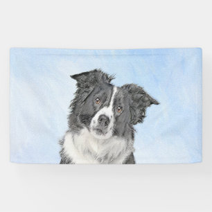 Banderoles Peinture Collie Bordure - Joli art original chien