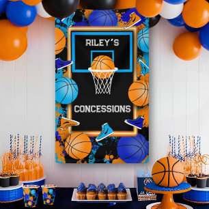 Banderoles Peinture de basketball orange et bleu Anniversaire