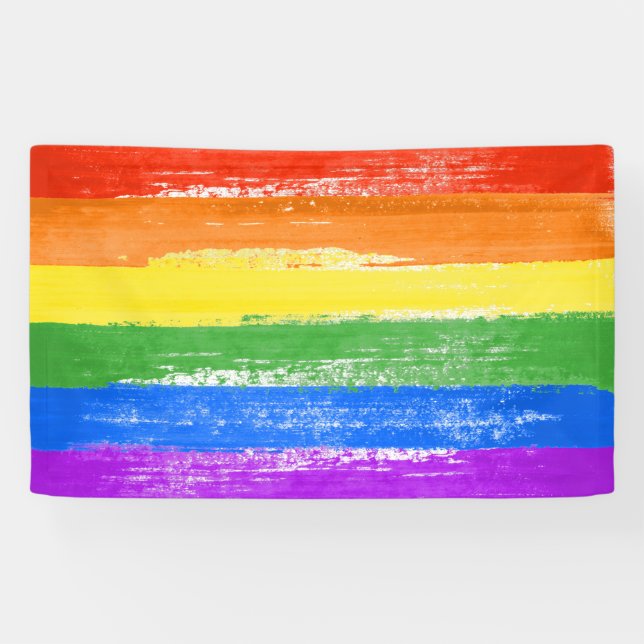 BANDEROLES PEINTURE DE DRAPEAU DE RAINBOUS LGBT (Horizontal)