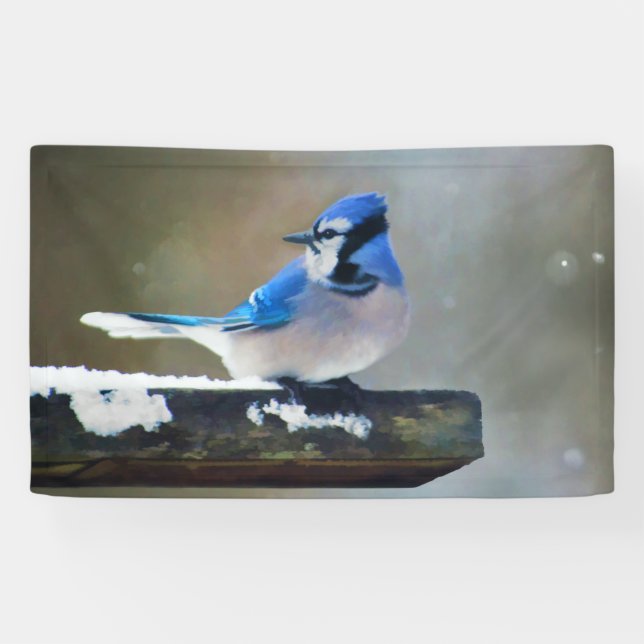 Banderoles Peinture Jay Bleu - Art Oiseau Original (Horizontal)
