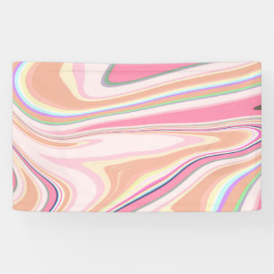 Banderoles Peinture Liquide Retro Pink Swirl Design esthétiqu