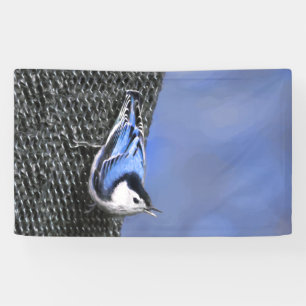 Banderoles Peinture Nuthatch à poitrine blanche Art original
