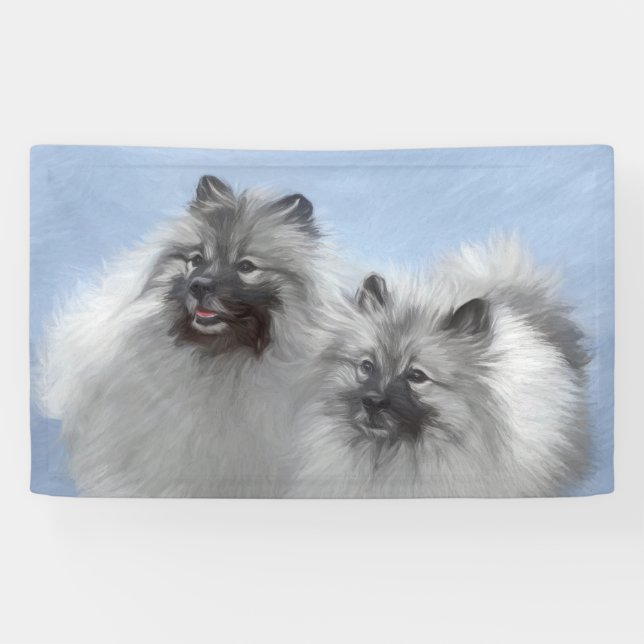 Banderoles Peinture originale d'un couple de Keeshond - Art a (Horizontal)