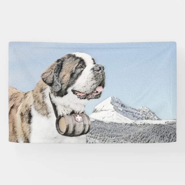 Banderoles Peinture Saint Bernard - Cute Original Chien Art (Horizontal)