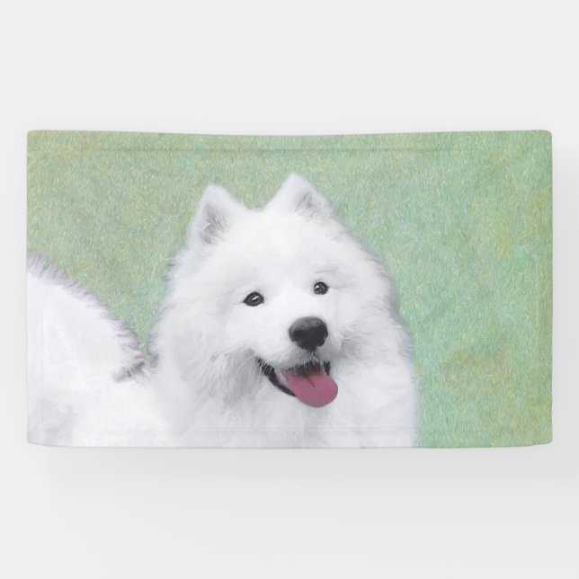 Banderoles Peinture Samoyed - Cute Original Chien Art (Horizontal)