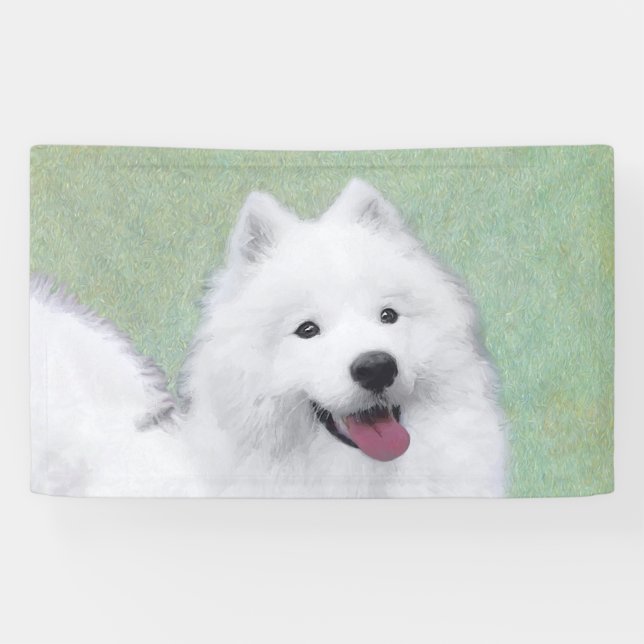 Banderoles Peinture Samoyed - Cute Original Chien Art (Horizontal)