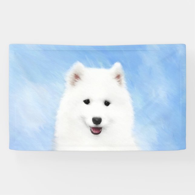 Banderoles Peinture Samoyed Puppy - Jolie Art Original Chien (Horizontal)
