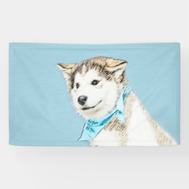 Banderoles Peinture Sibérienne Husky Puppy - Art Chien origin (Horizontal)