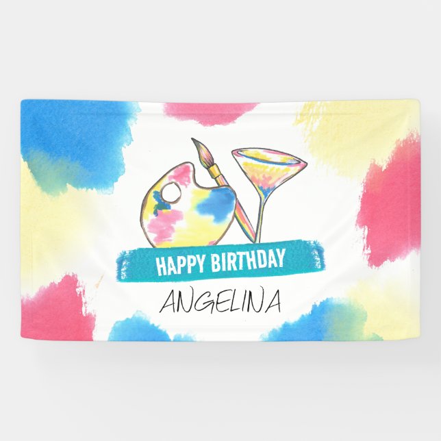 Banderoles Peinture & Sip Anniversaire Peinture et fête du vi (Horizontal)