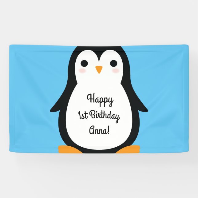 Banderoles Penguin Cute Winte 1er Anniversaire de fête Décor (Horizontal)
