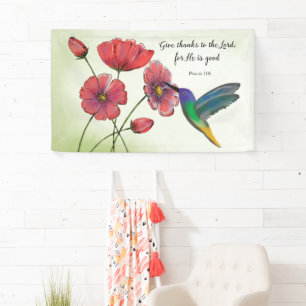 Banderoles Pensée religieuse de fleurs de vous avec colibri