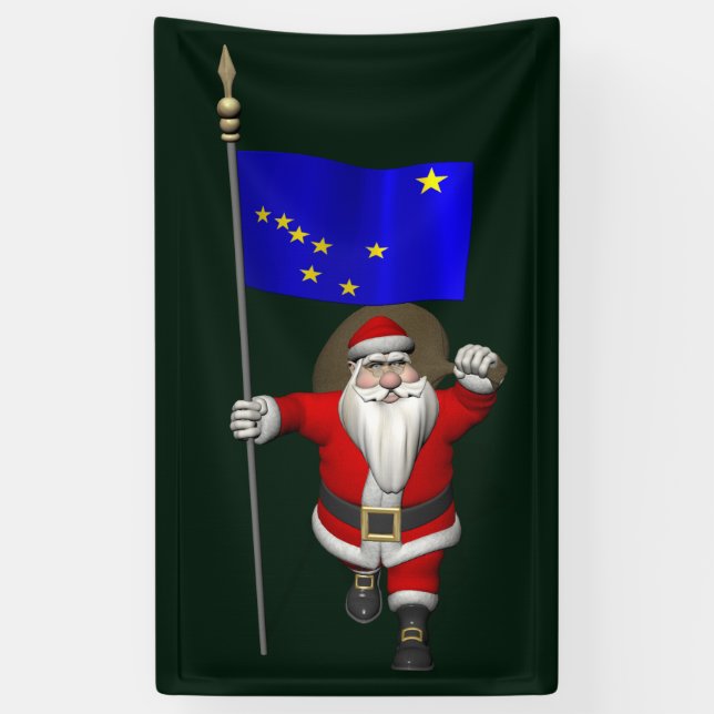 Banderoles Père Noël Avec Drapeau De L'Alaska (Vertical)