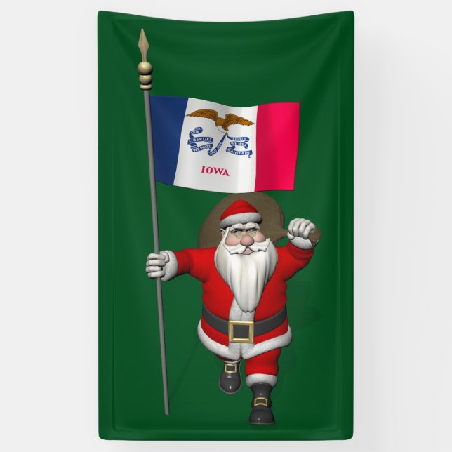 Banderoles Père Noël Avec Drapeau De L'Iowa (Vertical)