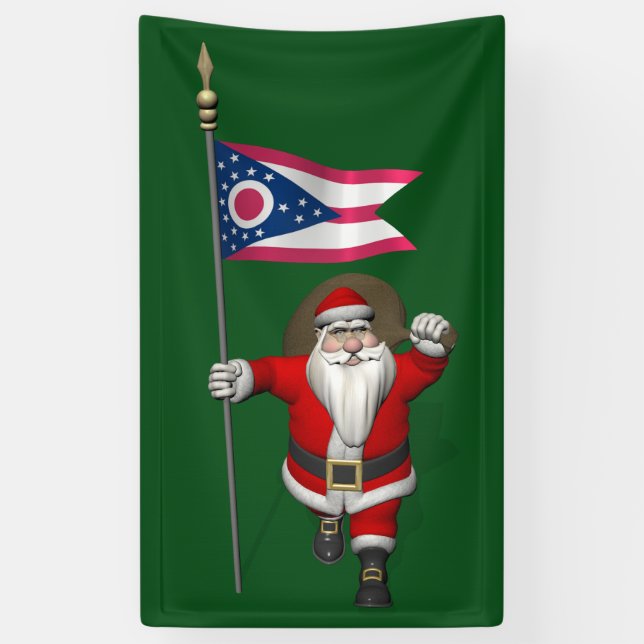 Banderoles Père Noël Avec Drapeau De L'Ohio (Vertical)