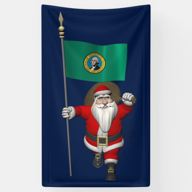 Banderoles Père Noël Avec Drapeau De Washington (Vertical)