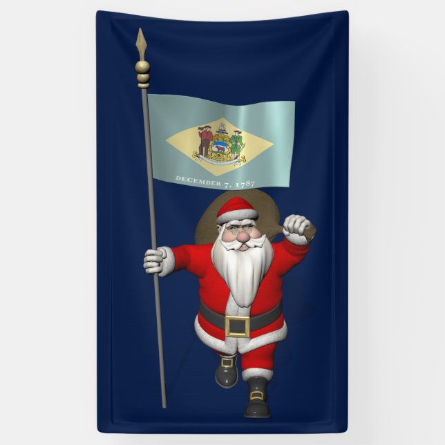 Banderoles Père Noël Avec Drapeau Du Delaware (Vertical)