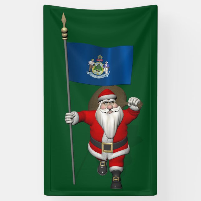 Banderoles Père Noël Avec Drapeau Du Maine (Vertical)