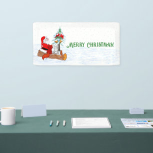Banderoles Père Noël avec Renard de lapin et écureuil