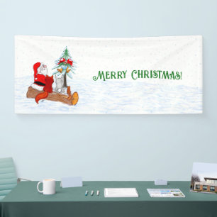 Banderoles Père Noël avec Renard de lapin et écureuil