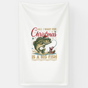 Banderoles Père Noël Bateau Pêche Bass Grand Poisson de Noël