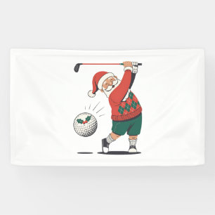 Banderoles Père Noël jouant au golf Joueur de golf de Noël 
