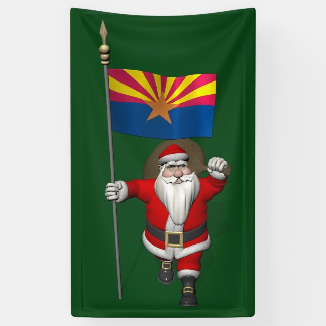 Banderoles Père Noël Patriotique Avec Drapeau De L'Arizona (Vertical)