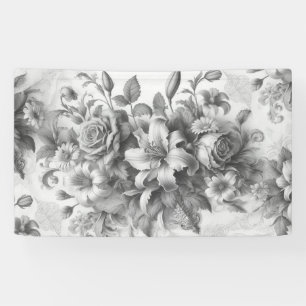 Banderoles Perfection florale noire et blanche