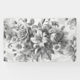 Banderoles Perfection florale noire et blanche