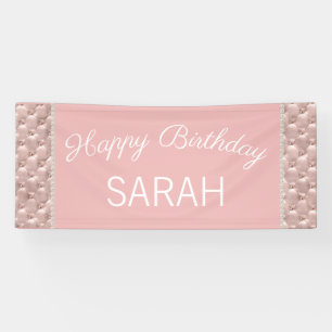 Banderoles Perles roses élégantes touffues Joyeux Anniversair