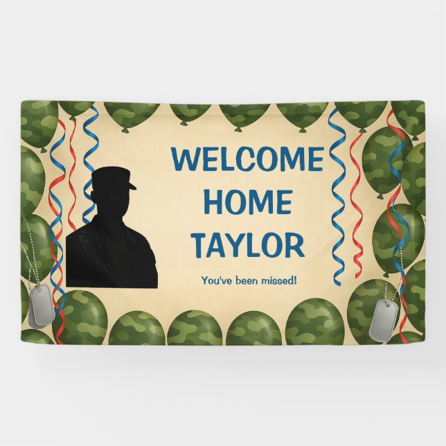 Banderoles Personalized Camouflage Military Welcome Home  (Horizontal)