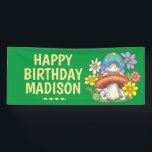 Banderoles Personalized Girls Frog Birthday<br><div class="desc">Personalized Girls Frogs Birthday  Banner. This design has a cute frog flowers,  and mushroom design.   Great birthday decor for a Frog themed birthday party.</div>