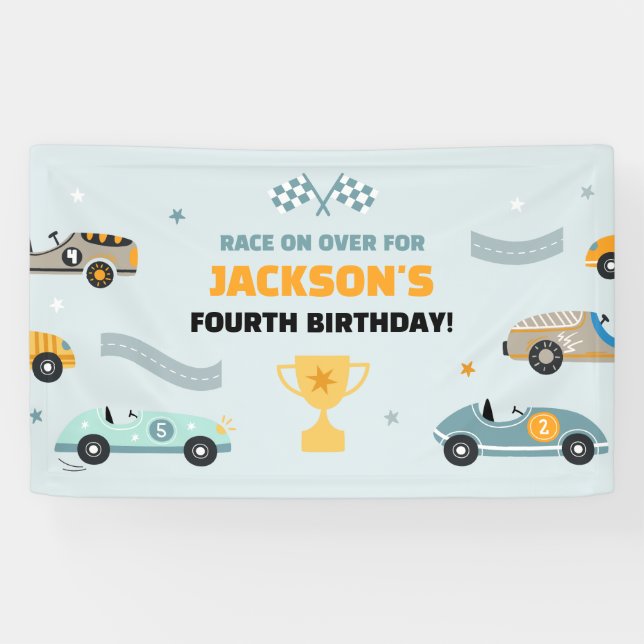 Banderoles Personalized Race Car Theme Birthday (Horizontal)