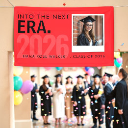 Banderoles Personalized Red Graduation Photo Banner 2026