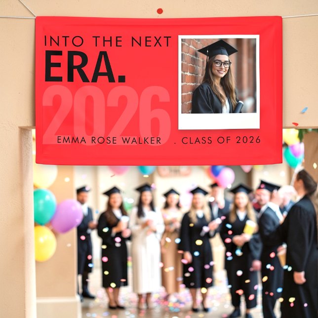 Banderoles Personalized Red Graduation Photo Banner 2026 (Créateur téléchargé)