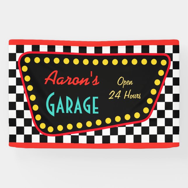 Banderoles Personalized Retro Garage Sign  (Horizontal)