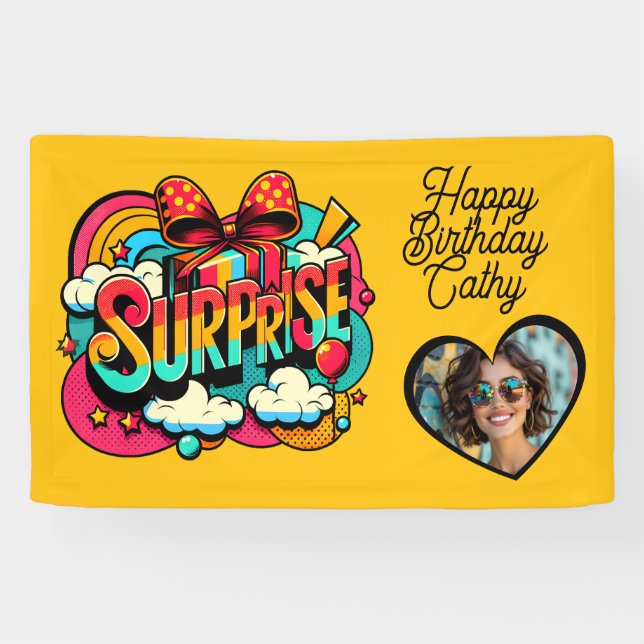 Banderoles Personalized Retro Surprise Pop Art Party Birthday (Horizontal)