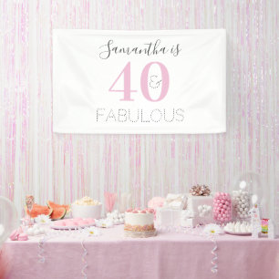 Banderoles Personnalisé 40 et fabuleux Anniversaire rose mode