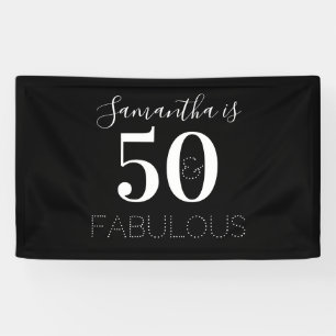 Banderoles Personnalisé 50 et fabuleux Anniversaire noir blan